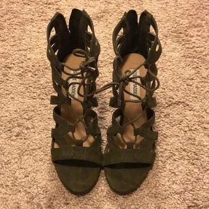 Steve Madden Olive Green Caged Wedges